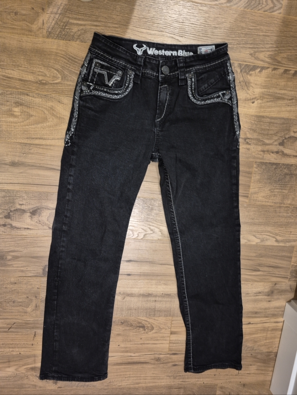 Western Blue Jeans Black Straight Fit Sz 30x32 Mens